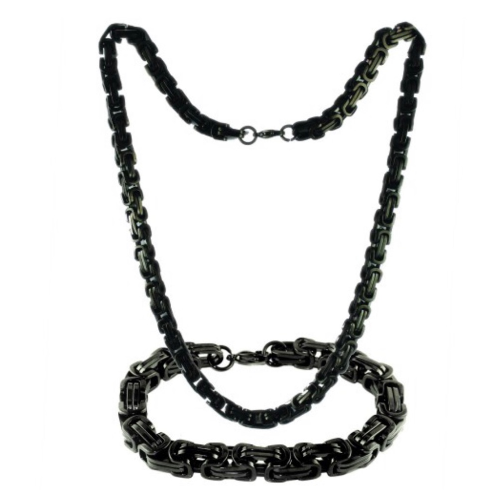 Set Stainless Steel Byzantine Necklace n Bracelet